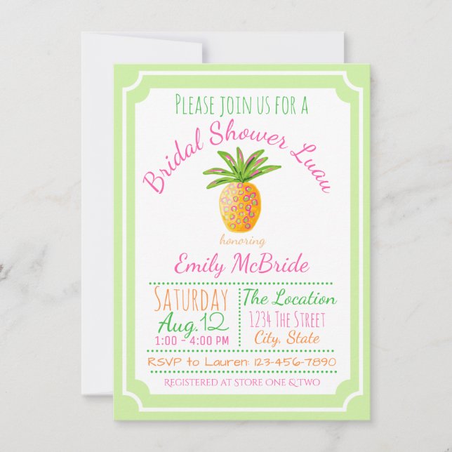 Invitation de Fête de Mariage Luau Ananas (Devant)