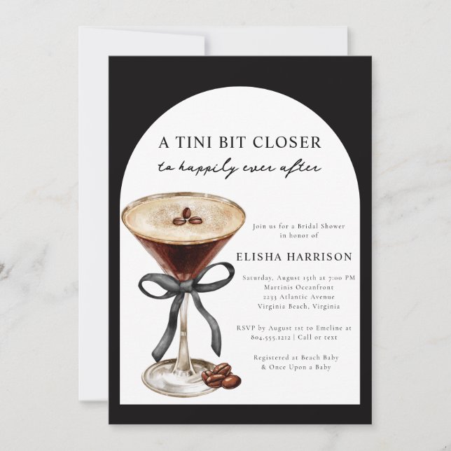 Invitation de Fête de Mariage Martini Tini Un Peu  (Devant)