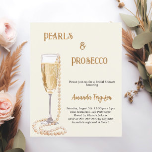 Invitation de fête de mariage Pearls Prosecco gold