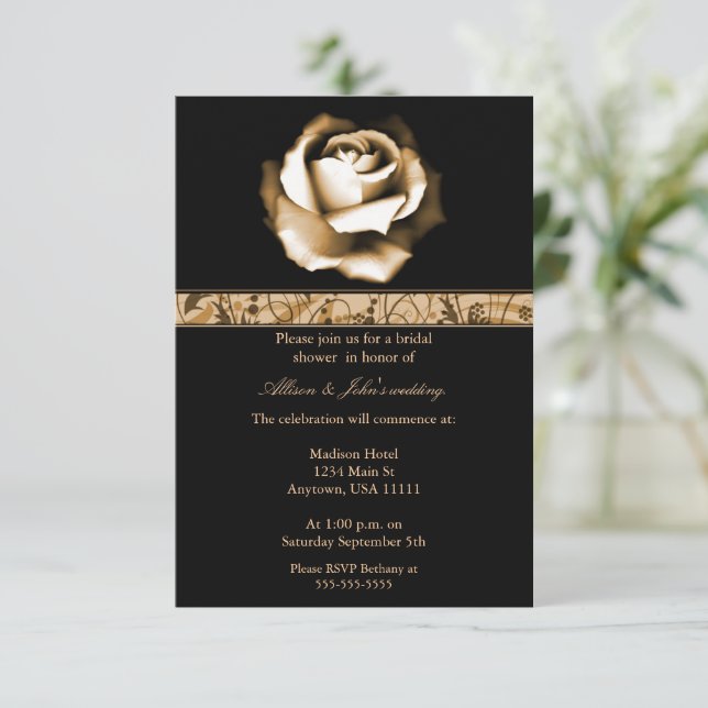 Invitation de Fête de Mariage Rose Dorée (Debout devant)