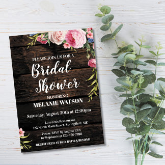 Invitation de Fête de Mariage Rustique Rose