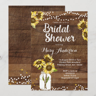 Invitation de Fête de Mariage Rustique Tournesol