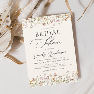 Invitation de Fête de Mariée Bohème aux Fleurs Sau