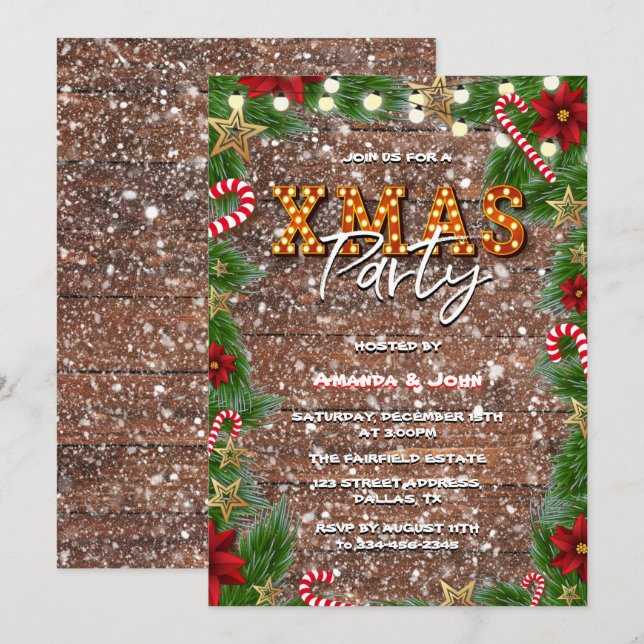 Invitation de fête de mariée de bois de neige (Devant / Derrière)