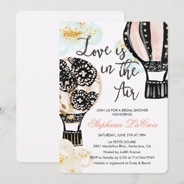 Invitation de Fête de Mariée en Montgolfière (Devant / Derrière)