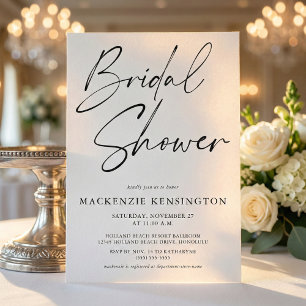 Invitation de Fête de Mariée Moderne Noir Blanc à 