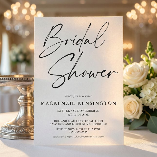 Invitation de Fête de Mariée Moderne Noir Blanc à  (Créateur téléchargé)