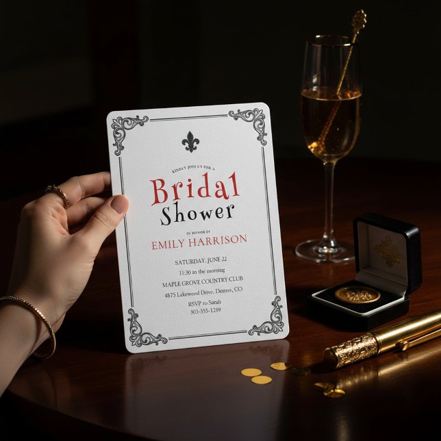 Invitation de Fête de Mariée Noir Blanc Classique (Créateur téléchargé)