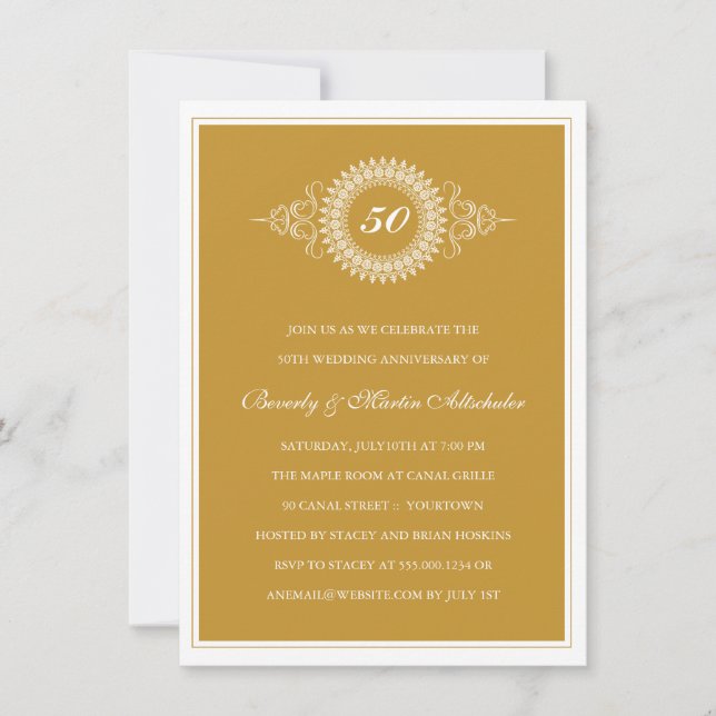 Invitation de fête de médaillon de jubilé d'or (Devant)