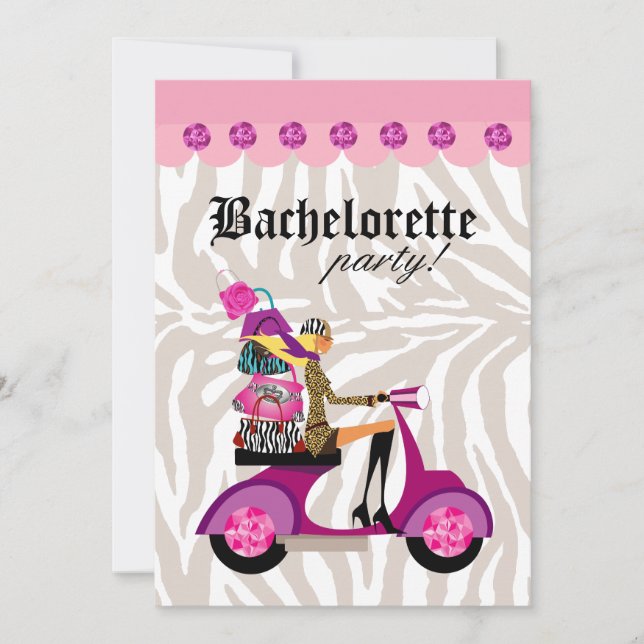 Invitation de fête de mode Scooter Femme Zèbre Blo (Devant)