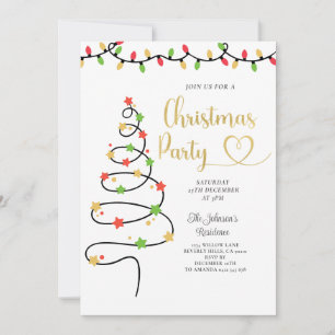 Invitation de fête de Noël à la lumière de chaîne