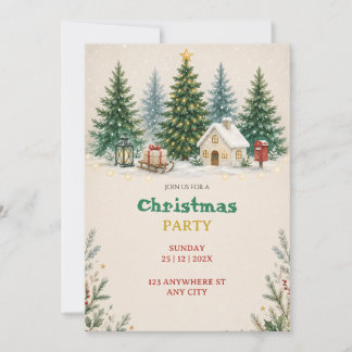 Invitation de fête de Noël à l'aquarelle