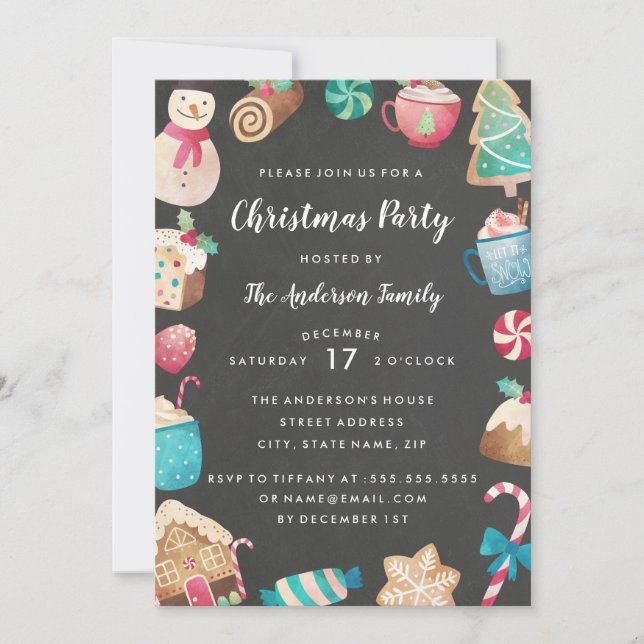 Invitation de fête de Noël à l'aquarelle douce et  (Devant)