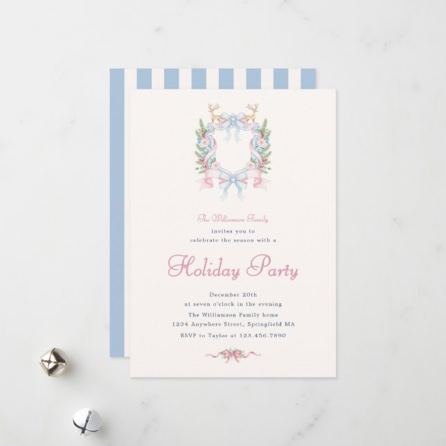 Invitation de fête de Noël à l'aquarelle Prépa (Devant/Arrière en situation)