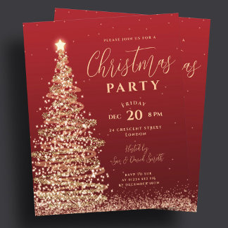 Invitation de fête de Noël à petit budget Arbre ro