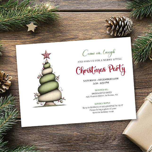 Invitation de fête de Noël arbre aquarelle fantais (Whimsical watercolor tree Christmas party invite

)