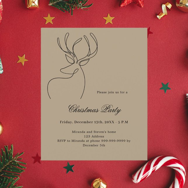 Invitation de fête de Noël artisanale beige avec r (Créateur téléchargé)