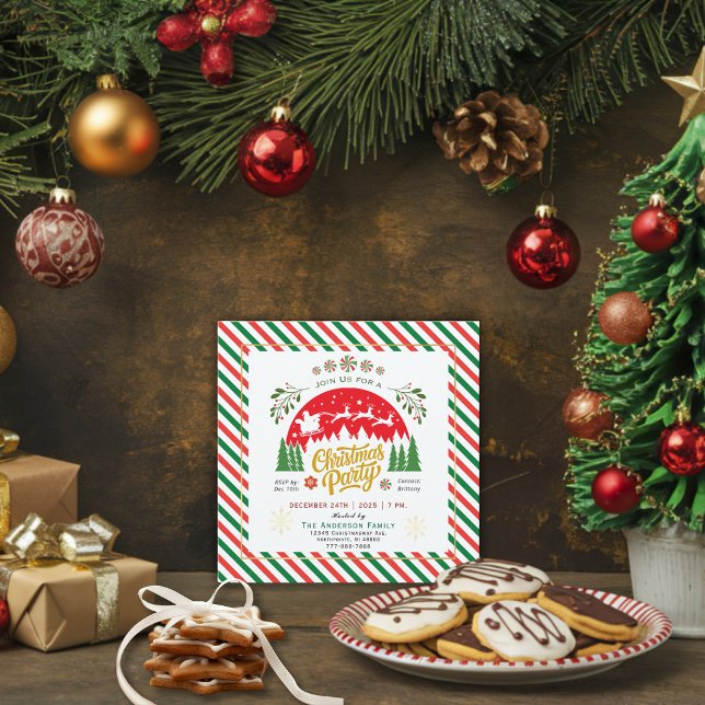 Invitation de fête de Noël au bonbon rouge et vert (Créateur téléchargé)