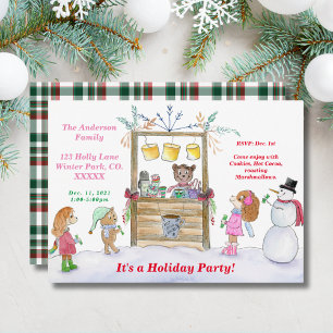 Invitation de fête de Noël au cacao chaud à l'aqua