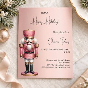 Invitation de fête de Noël au casse-noisette en or