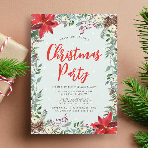 Invitation de fête de Noël au feuillage de la forê