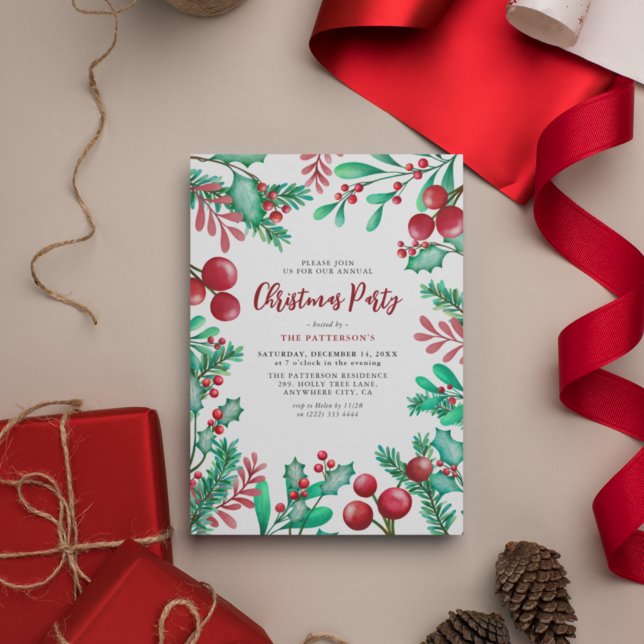 Invitation de fête de Noël au feuillage d'hiver à  (Créateur téléchargé)