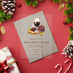 Invitation de fête de Noël au fromage et au vin en