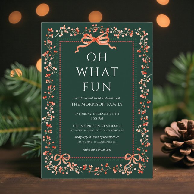 Invitation de fête de Noël au nœud rouge chic  (Créateur téléchargé)