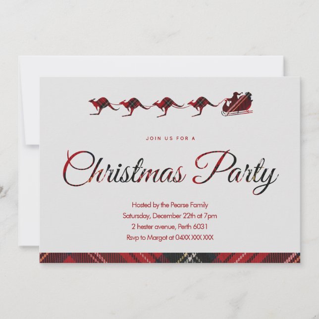 Invitation de fête de Noël australienne en flanell (Devant)