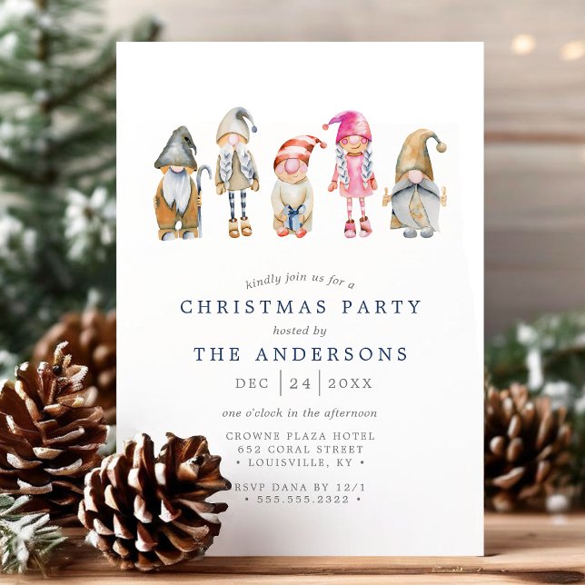 Invitation de fête de Noël aux elfes gnomes scandi (Créateur téléchargé)