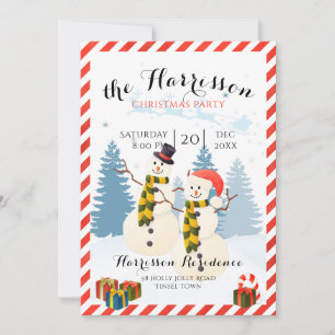 Invitation de fête de Noël avec bonhomme de neige