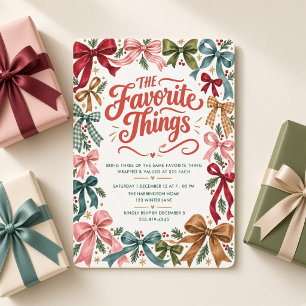 Invitation de fête de Noël avec des nœuds aquarell
