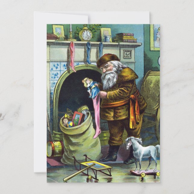 Invitation de fête de Noël avec jouet du Père Noël (Devant)