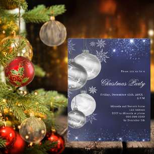 Invitation de fête de Noël avec ornement argenté b
