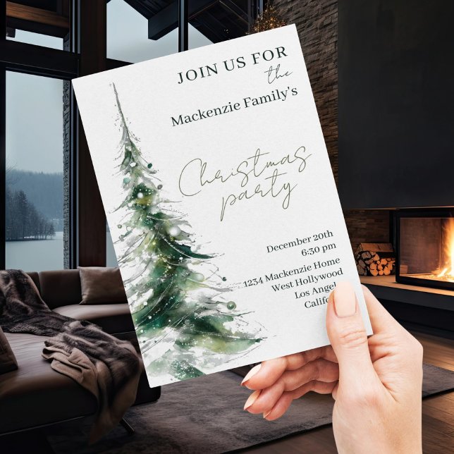 Invitation de fête de Noël avec un arbre abstrait  (Abstract Modern Christmas Tree Party Invitation by Ricaso. Stunning dinner party invites Change text)