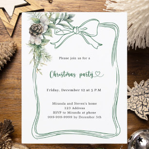 Invitation de fête de Noël avec un nœud papillon v
