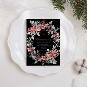 Invitation de fête de Noël Berries de Fêtes Classi