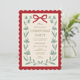 Invitation de fête de Noël botanique à arc rouge f