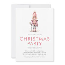 Invitation de fête de Noël Casse-Noisette Rose Vin