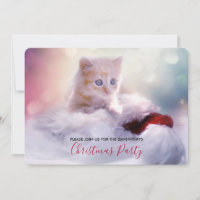 Invitation de fête de Noël chaton mignon