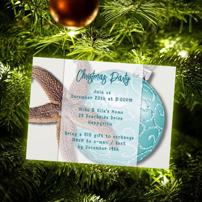Invitation de fête de Noël côtière Étoile de mer o (Créateur téléchargé)