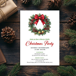 Invitation de fête de Noël Couronne de pin aquarel