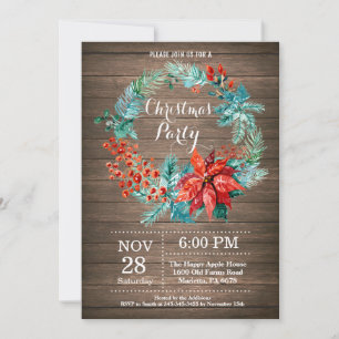 Invitation de fête de Noël Couronne florale