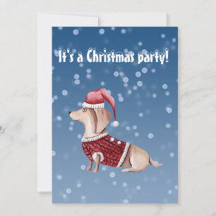 Invitation de fête de Noël Dachshund Design