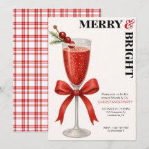 Invitation de fête de Noël de bureau Rouge Merry &