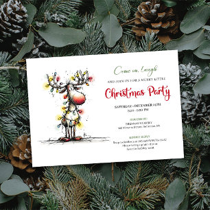 Invitation de fête de Noël de rennes bizarre de va