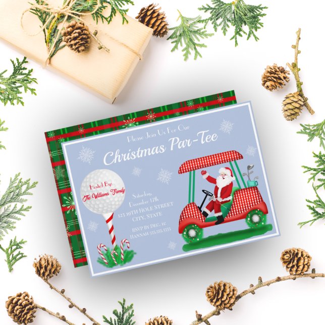 Invitation de fête de Noël de Santa en voiturette  (Créateur téléchargé)