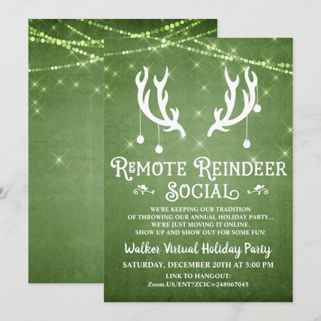 Invitation de fête de Noël de Vacances Virtuelles (Devant / Derrière)