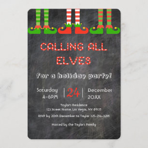 Invitation de fête de Noël d'elfes de tableau