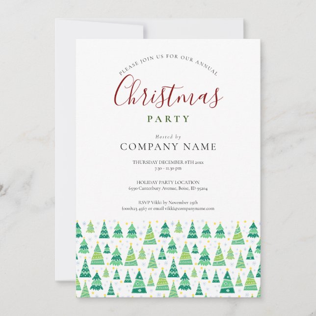 Invitation de fête de Noël d'entreprise Arbres de  (Devant)